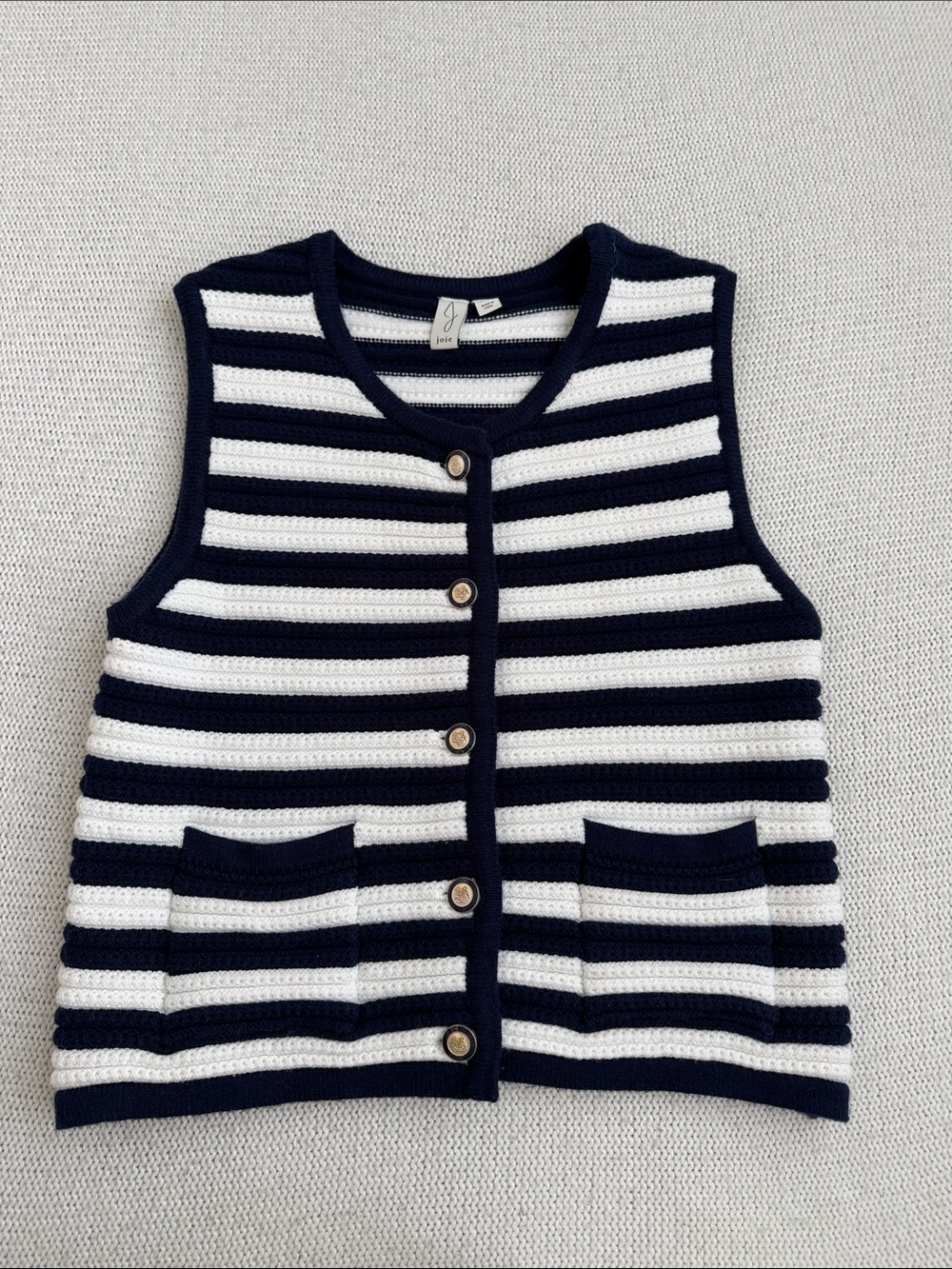 Joie Blue/White Stripe Sleeveless Sweater Size Medium